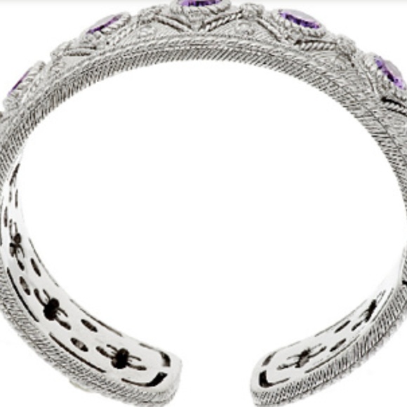 Judith Ripka Sterling Bezel Set Amethyst Cuff Box - Picture 6 of 8